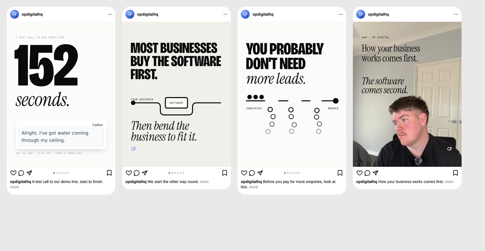 Four covers in a phone feed frame, light mode