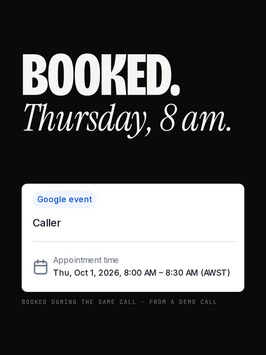 Booked, Thursday 8 am, with the real calendar event
