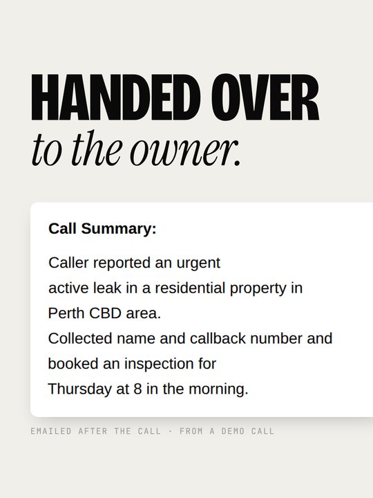 Handed over to the owner: the real call summary