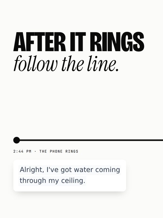 After it rings, follow the line: one line running off the slide edge
