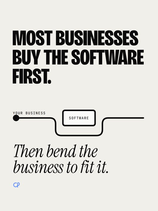 Most businesses buy the software first. Then bend the business to fit it.